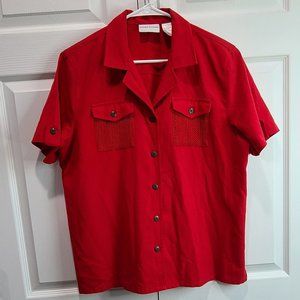 Red Button Down Top by Alfred Dunner, Size 14